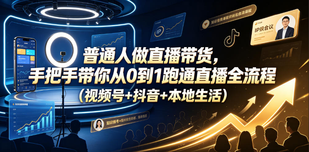 普通人做直播带货，手把手带你从0到1跑通直播全流程(视频号+抖音+本地生活)-藏宝阁