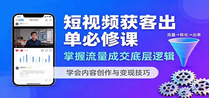短视频获客出单必修课：掌握流量成交底层逻辑，学会内容创作与变现技巧-藏宝阁