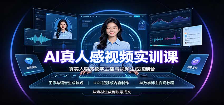AI真人感视频实训课：图像语音生成，UGC内容制作，AI数字博主变现教程-藏宝阁