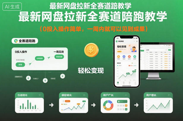 最新网盘拉新全赛道陪跑教学，0投入操作简单，一周内就可以见到成果-藏宝阁