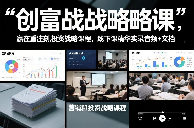 创富战略课，赢在重注时刻，营销和投资战略课程，线下课精华实录音频+文档-藏宝阁