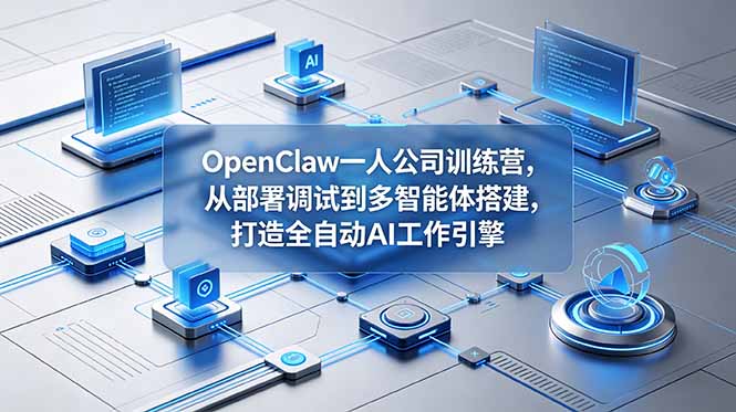 OpenClaw 一人公司训练营，从部署调试到多智能体搭建，打造全自动 AI 工作引擎-藏宝阁