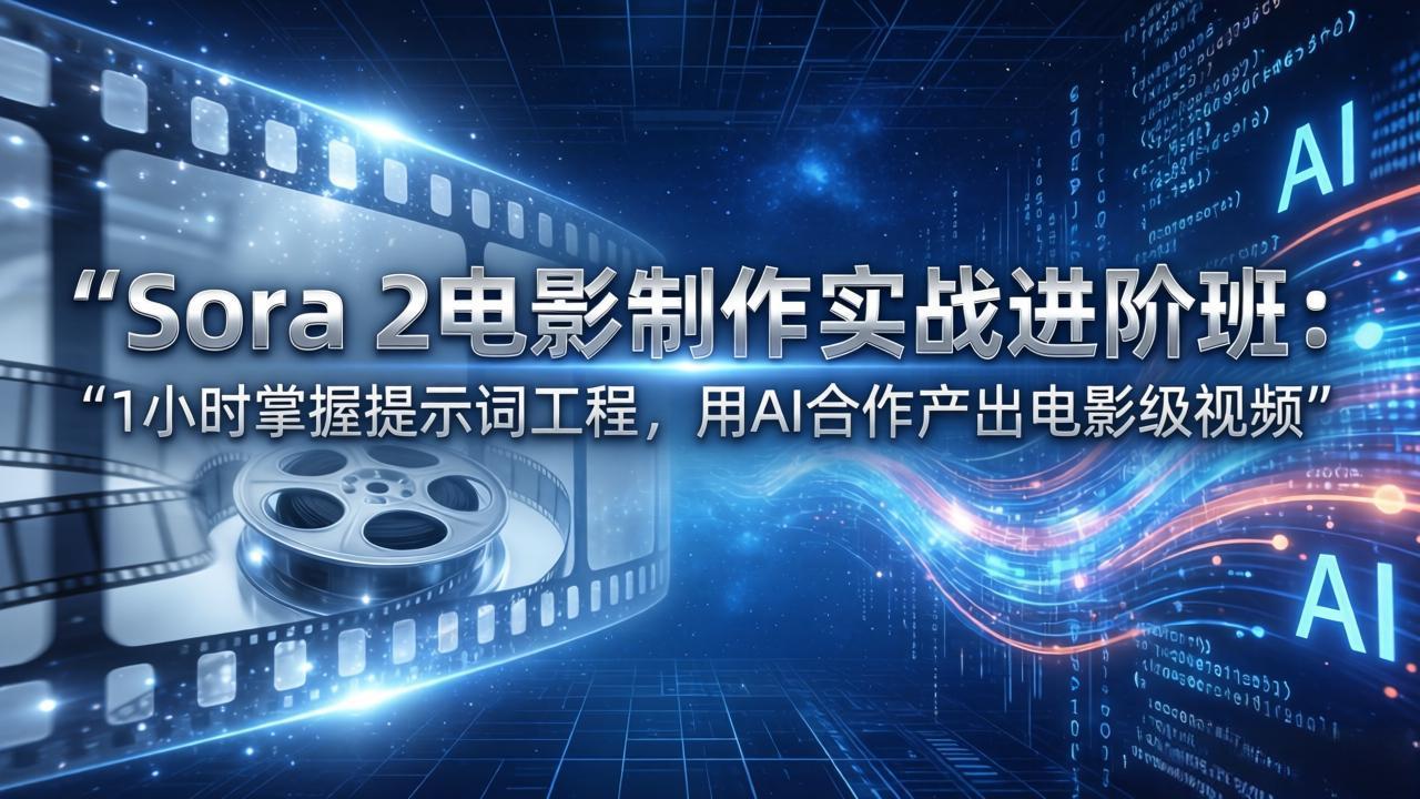 Sora 2电影制作实战进阶班：1小时掌握提示词工程，用AI合作产出电影级视频-藏宝阁
