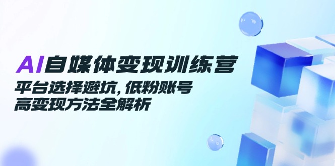 AI自媒体变现训练营，平台选择避坑，低粉账号高变现方法全解析-藏宝阁