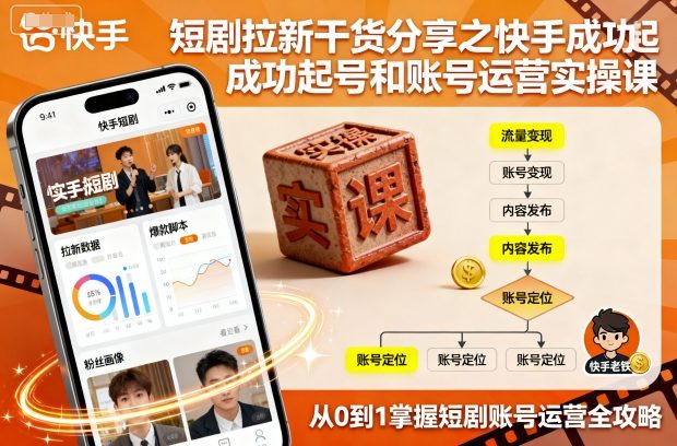 短剧拉新干货分享之快手成功起号和账号运营实操课-藏宝阁