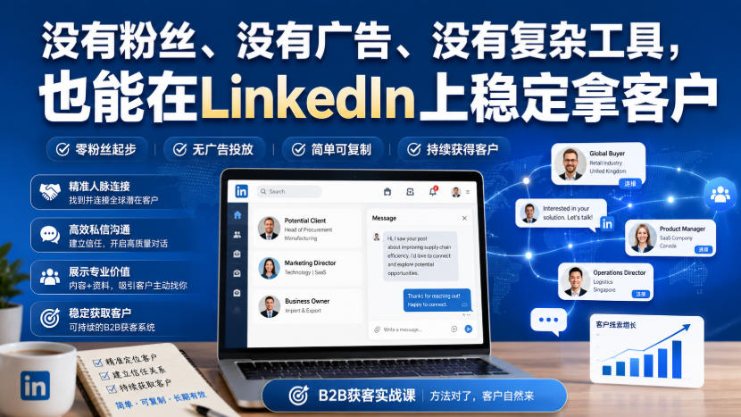 没有粉丝、没有广告、没有复杂工具，也能在LinkedIn上稳定拿客户【原创双语字幕】-藏宝阁