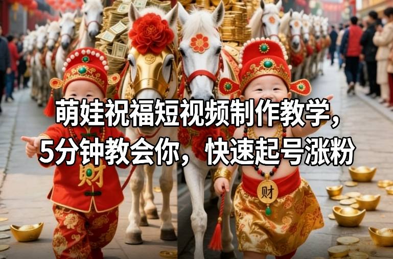 萌娃祝福短视频制作教学，5分钟教会你，快速起号涨粉-藏宝阁
