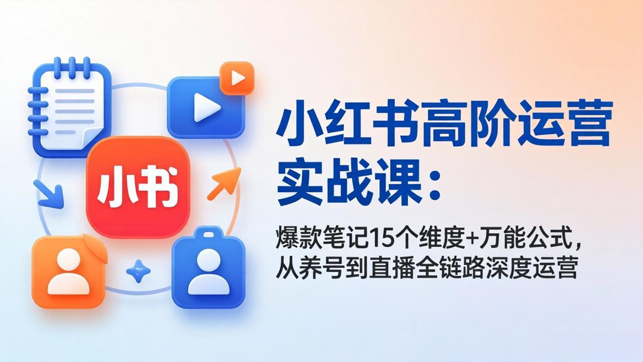 小红书高阶运营实战课：爆款笔记15个维度+万能公式，从养号到直播全链路深度运营-藏宝阁