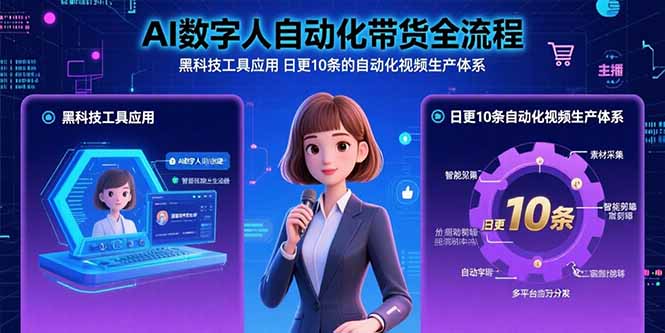 AI数字人自动化带货全流程：黑科技工具应用 日更10条的自动化视频生产体系-藏宝阁