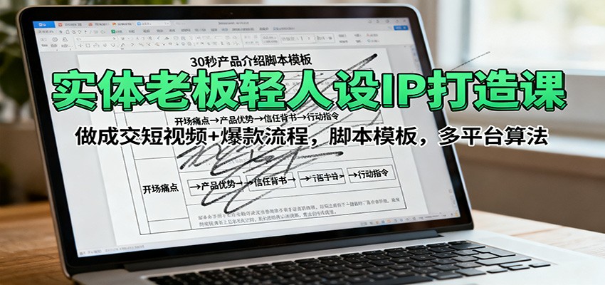 实体老板轻人设IP打造课：做成交短视频+爆款流程，脚本模板，多平台算法-藏宝阁