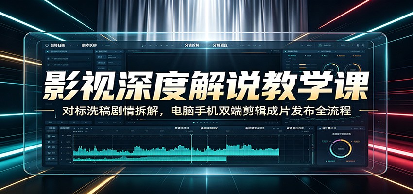 影视深度解说教学课：对标洗稿剧情拆解，电脑手机双端剪辑成片发布全流程-藏宝阁