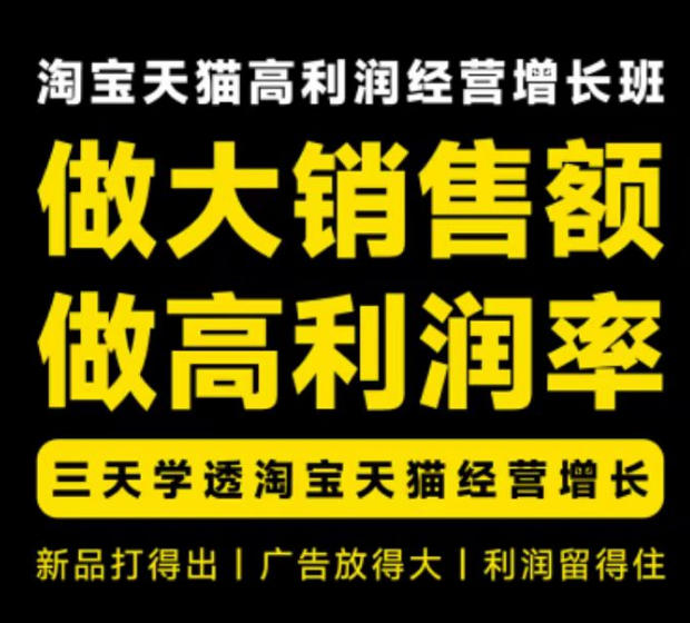 天猫淘宝高利润经营增长班杭州线下课31期8月22-24日，做大销售额做高利润率，三天学透淘宝天猫经营增长-藏宝阁