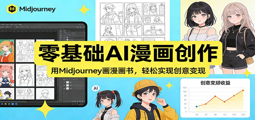 零基础AI漫画创作：用Midjourney画漫画书，轻松实现创意变现-藏宝阁