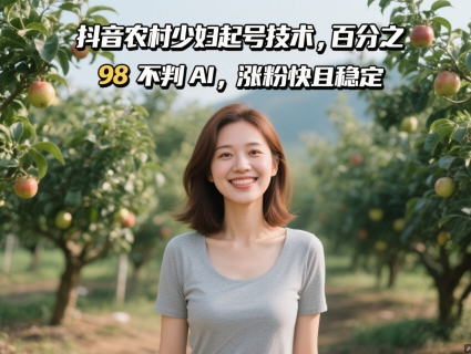 抖音农村少妇起号技术，百分之98不判AI，涨粉快且稳定-藏宝阁