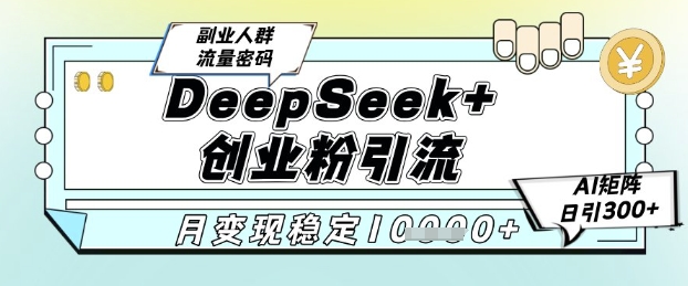 DeepSeek+创业粉精准引流，全新分享课4.0玩法，AI矩阵日引300+，多种变现方式，稳定月入1W-藏宝阁