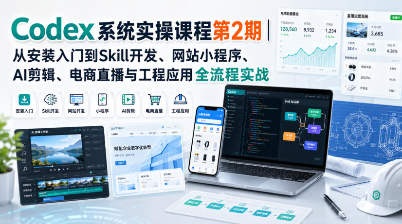 Codex系统实操课程第2期｜从安装入门到Skill开发、网站小程序、AI剪辑、电商直播与工程应用全流程实战-藏宝阁