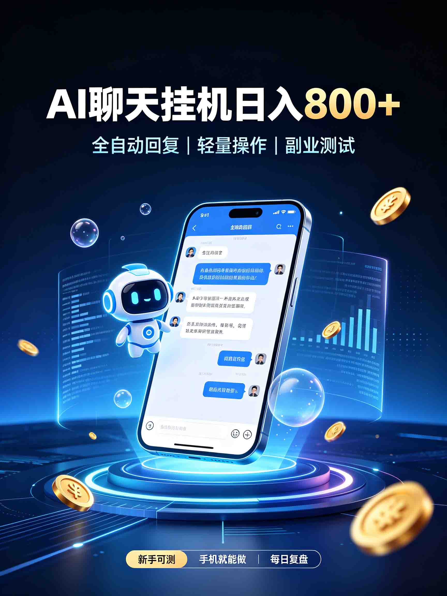 AI聊天挂机，日入800+，适用个人副业，工作室矩阵操作-藏宝阁