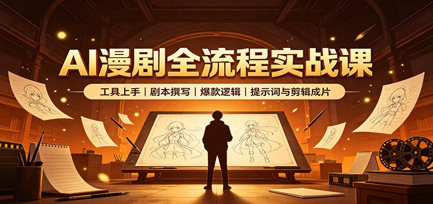 AI漫剧全流程实战课：工具上手、剧本撰写、爆款逻辑、提示词与剪辑成片-藏宝阁