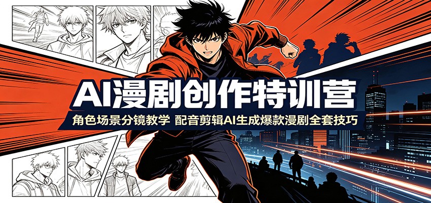 AI漫剧创作特训营：角色场景分镜教学，配音剪辑AI生成爆款漫剧全套技巧-藏宝阁