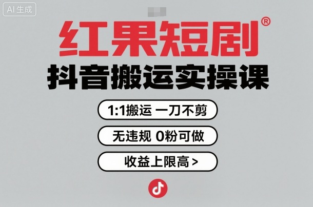 红果短剧拉新之抖音搬运实操课，1：1搬运，一刀不剪，无违规，0粉可做，收益上限高-藏宝阁