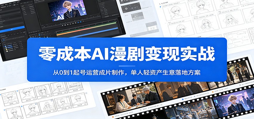 零成本AI漫剧变现实战：从0到1起号运营成片制作，单人轻资产生意落地方案-藏宝阁