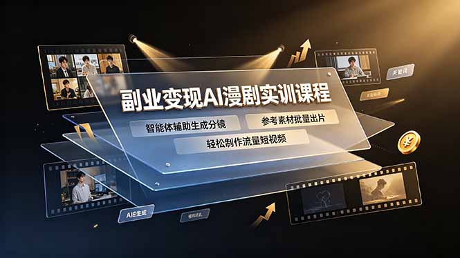 副业变现AI漫剧实训课程，智能体辅助生成分镜，参考素材批量出片，轻松制作流量短视频-藏宝阁