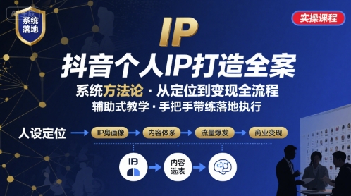 抖音个人IP系统落地实操大课，实操课程，辅助落地-藏宝阁