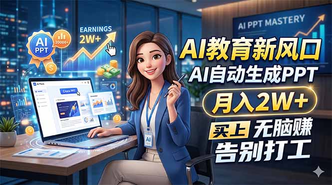 AI教育新风口，AI自动生成PPT，月入2W+，无脑赚，告别打工-藏宝阁