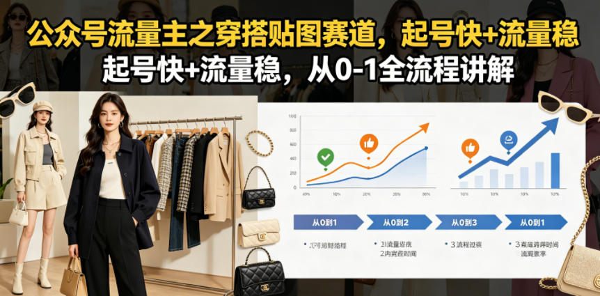 公众号流量主之穿搭贴图赛道，起号快+流量稳，从0-1全流程讲解-藏宝阁