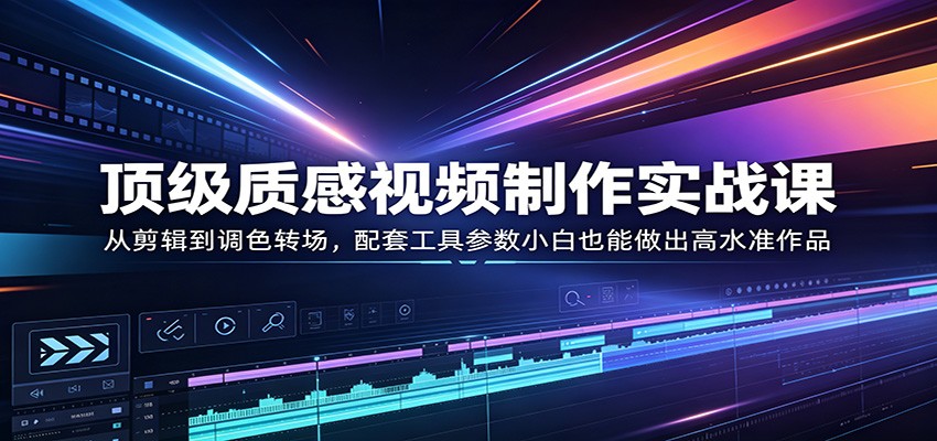 顶级质感视频制作实战课：从剪辑到调色转场，配套工具参数小白也能做出高水准作品-藏宝阁