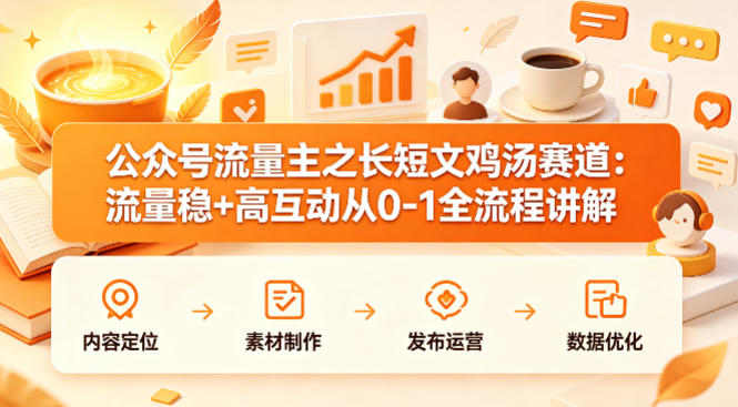 公众号流量主之长短文鸡汤赛道，流量稳+高互动，从0-1全流程讲解-藏宝阁