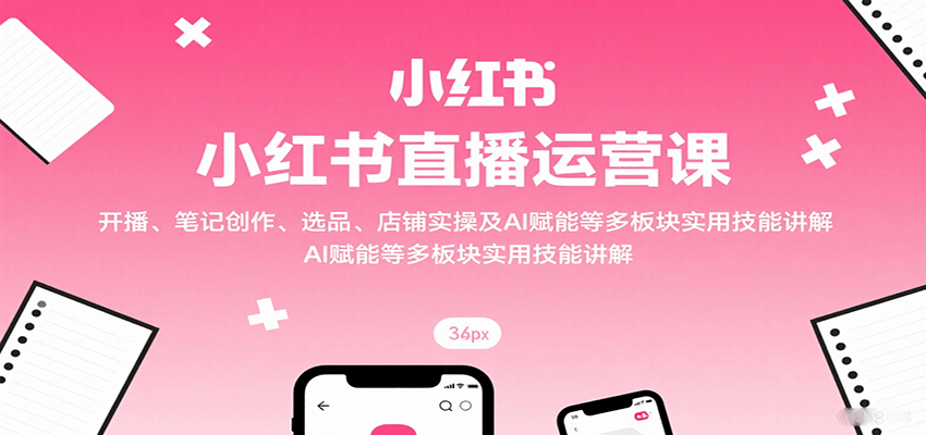 小红书直播运营课：开播、笔记创作、选品、店铺实操及 AI 赋能等多板块实用技能讲解-藏宝阁