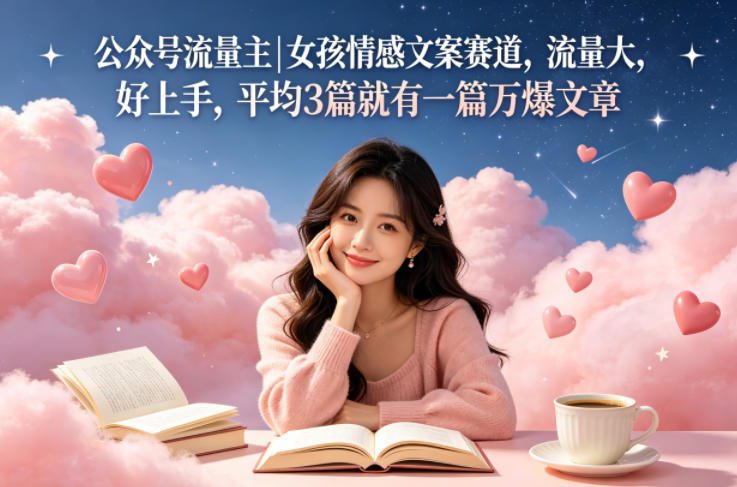 公众号流量主女孩情感文案赛道，流量大，好上手，平均3篇就有一篇万爆文章-藏宝阁