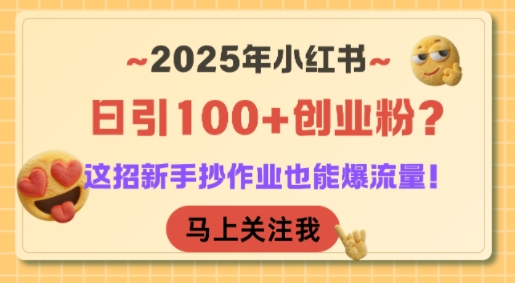 2025年小红书日引100+创业粉？这招新手抄作业也能爆流量！-藏宝阁