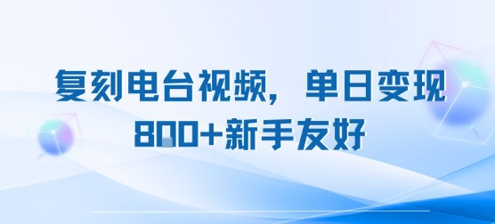 复刻电台视频，单日变现8张+新手友好，长期可做-藏宝阁