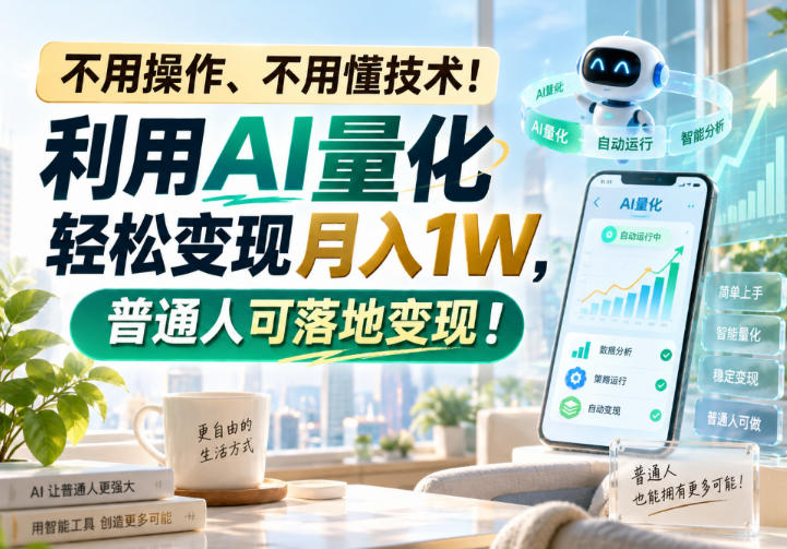 不用操作、不用懂技术！利用AI量化轻松变现月入1W，普通人可落地变现！【揭秘】-藏宝阁
