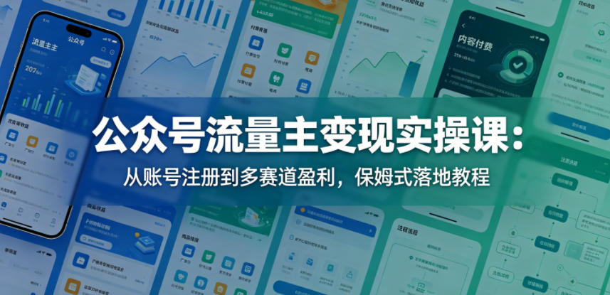 公众号流量主变现实操课：从账号注册到多赛道盈利，保姆式落地教程-藏宝阁