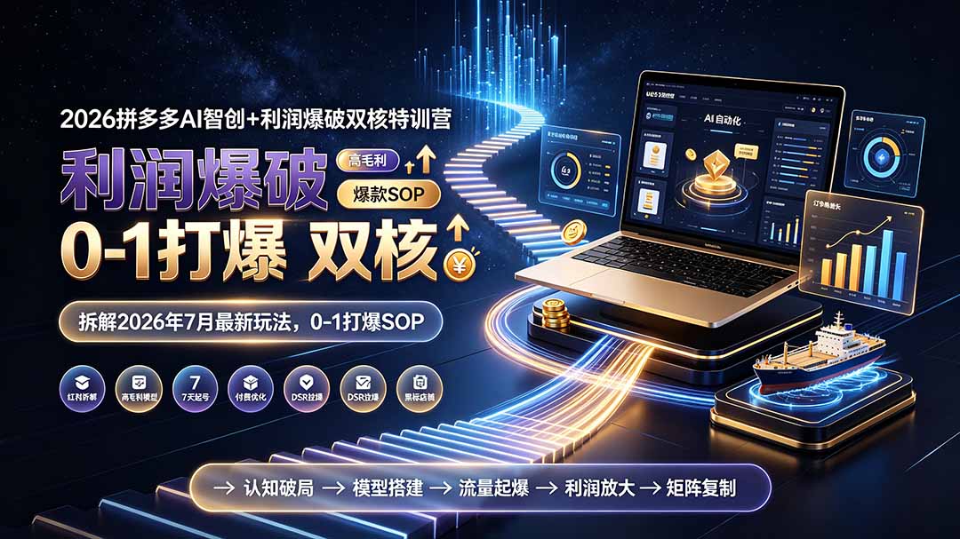 2026拼多多AI智创+利润爆破双核特训营-更新：拆解2026年7月最新玩法，0-1打爆SOP-藏宝阁