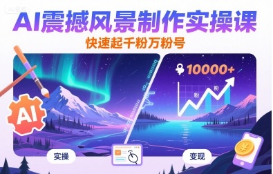 AI震撼风景制作实操课，快速起千粉万粉号-藏宝阁