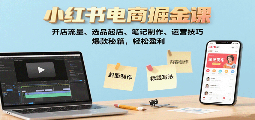 小红书电商掘金课：开店流量、选品起店、笔记制作、运营技巧，爆款秘籍，轻松盈利-藏宝阁
