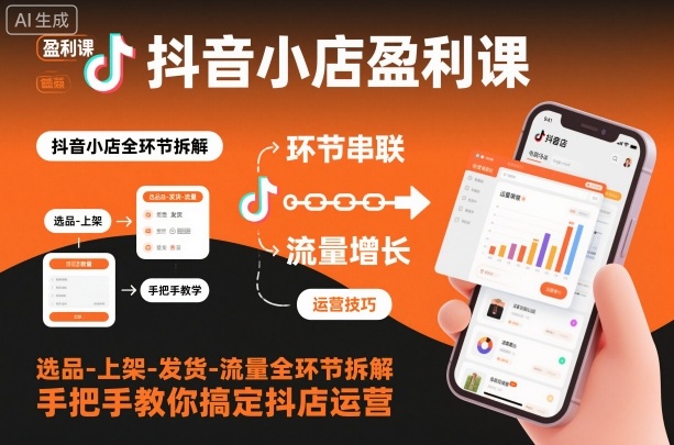 抖音小店盈利课-选品-上架-发货-流量全环节拆解，手把手教你搞定抖店运营-藏宝阁