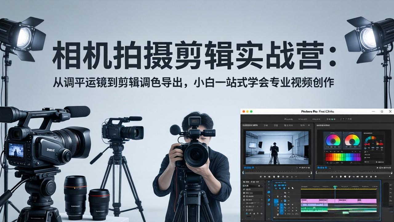 相机拍摄剪辑实战营：从调平运镜到剪辑调色导出，小白一站式学会专业视频创作-藏宝阁