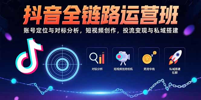 抖音全链路运营班：账号定位与对标分析，短视频创作，投流变现与私域搭建-藏宝阁