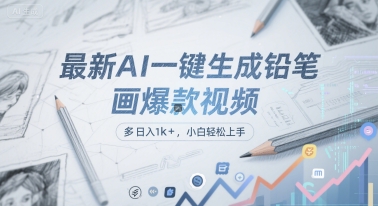 最新AI一键生成铅笔画爆款视频，多平台分发，日 入1k+，小白轻松上手【揭秘】-藏宝阁