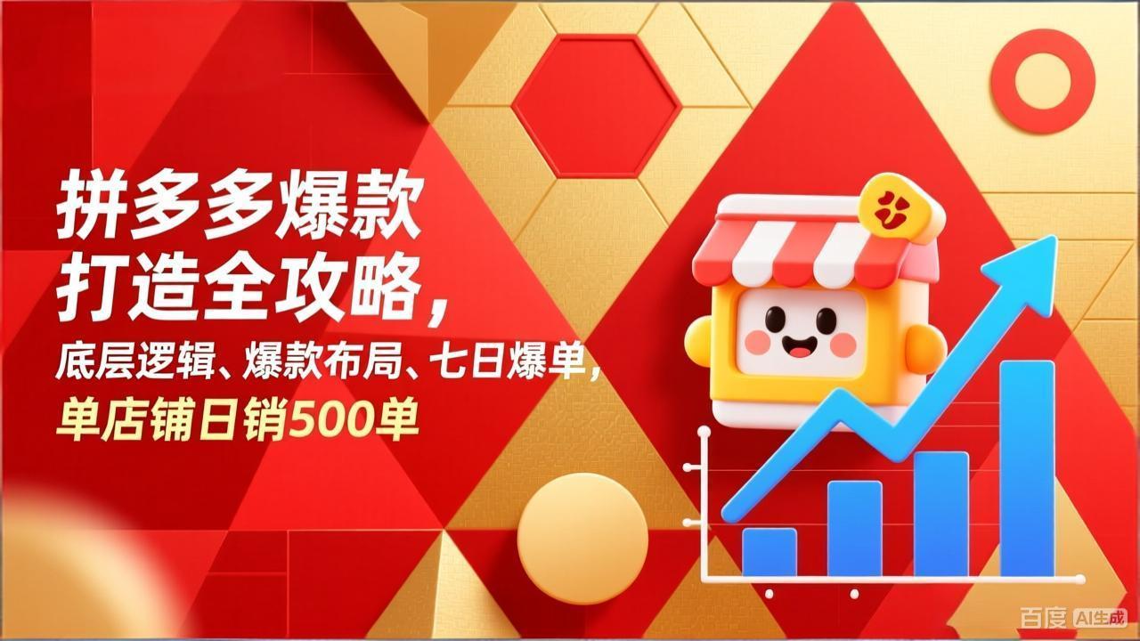 拼多多爆款打造全攻略，底层逻辑、爆款布局、七日爆单，单店铺日销500单-藏宝阁