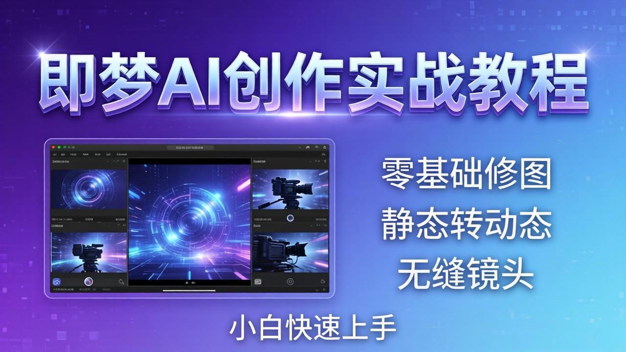 即梦AI创作实战教程，从零基础修图到AI导演，实战教学静态转动态+无缝镜头，小白快速上手-藏宝阁