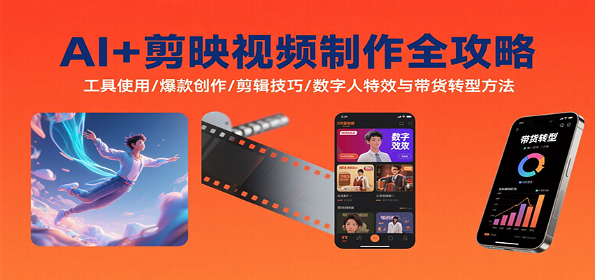 AI+剪映视频制作全攻略：工具使用/爆款创作/剪辑技巧/数字人特效与带货转型方法-藏宝阁