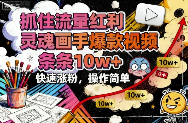 抓住流量红利，灵魂画手爆款视频，条条10w+，快速涨粉，操作简单-藏宝阁