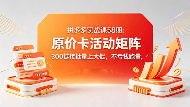 拼多多实战课58期：原价卡活动矩阵，300链接批量上大促，不亏钱跑量-藏宝阁