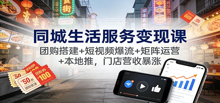 同城生活服务变现课：团购搭建+短视频爆流+矩阵运营+本地推，门店营收暴涨-藏宝阁